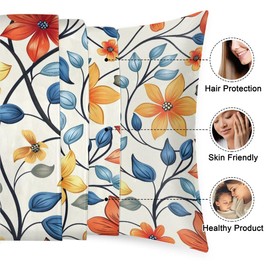 Satin Pillowcase Geometric Colorful Flowers Satin Pillow case for Hair and Skin 20 x 30 Inches Smooth Pillow Covers Pillow Cover with Envelope Closure