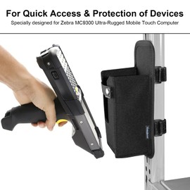 Barcode Scanner Holster, Ballistic Nylon Carrying Case Pouch for Zebra MC9300 Ultra-Rugged Mobile Touch Computer, Handheld Barcode Scanner Holder, Fastener Straps to Attach to Forklift