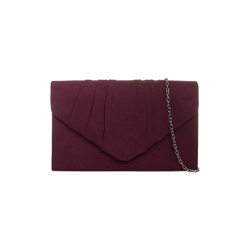 Purple Possum UK Burgundy Satin Envelope Clutch Bag, Claret Evening