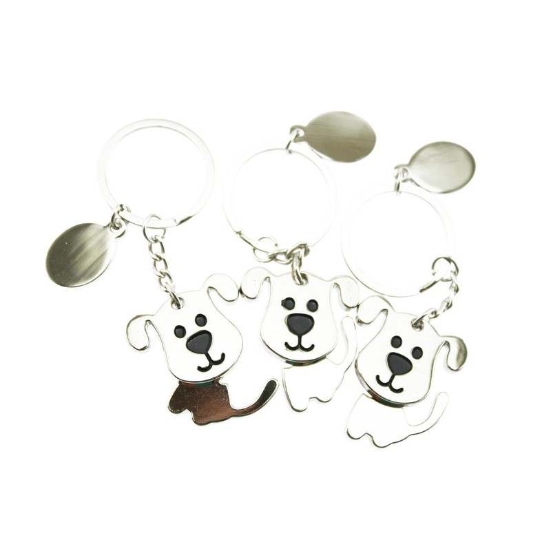navire [Set of 3] Dog Love Key Chain Metal Silver