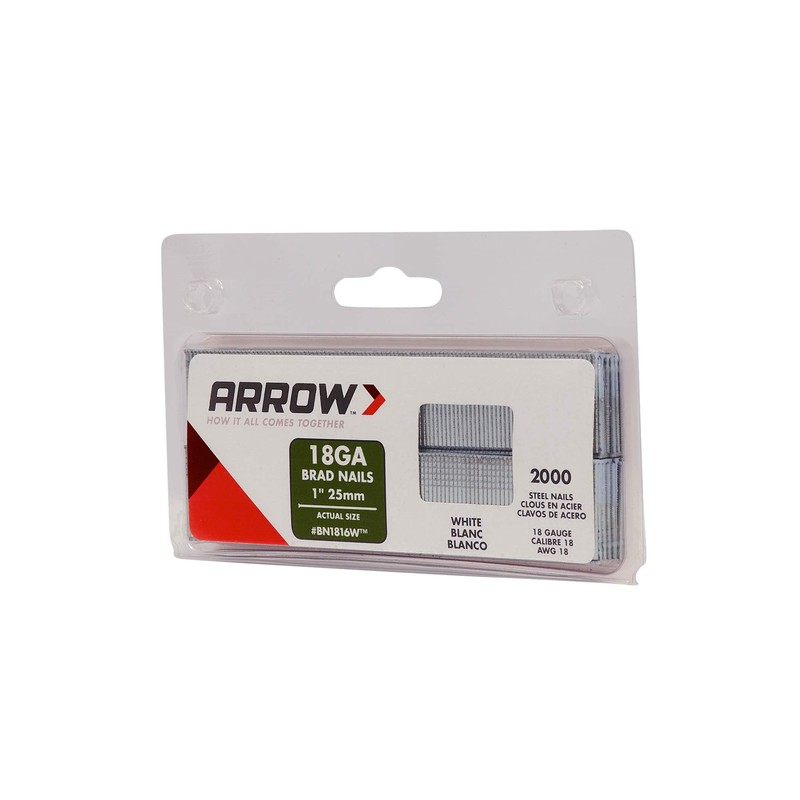 Arrow BN1816WCS 1-Inch White Brad Nails, 18-Gauge