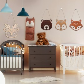 Hoteam Woodland Nursery Decor, Wooden Forest Animal Wall Decoration Woodland Baby Shower Decorations Nursery Decor for Rustic Farmhouse Log Cabin Bathroom Room (Adorable Style)