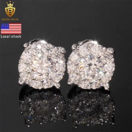 USA Stock Ready to Ship Pass Diamond Tester VVS Diamond 925 Sterling Silver Hip Hop Jewelry Moissanite Stud EarringsColor: 8.8mmGold