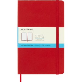 Moleskine Classic Dotted Paper Notebook, Hard Cover and Elastic Closure Journal, Color Scarlet Red, Size Large 13 x 21 cm, 240 Pages