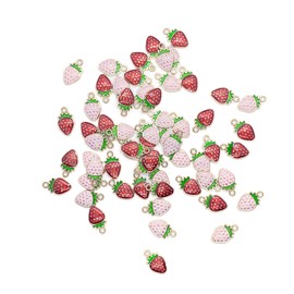 60PCS Strawberry Enamel Charms, Cute Alloy Enamel Pendants, 2 Styles Strawberry Fruit Pendants, Mini Food Pendant Charms for Necklace Bracelet Earrings Jewelry Making DIY Crafts