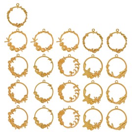 TIMESETL 21 Pcs Resin Frame Parts, Empty Frame, Sea Life Seashells, Cute, Gold, Resin Frame, Craft Parts
