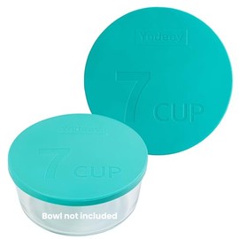 Yodecy Silicone Bowl Lid fit Pyrex Glass Bowls 7402-PC 7 Cup, Yodecy Silicone Bowl Lid fit Anchor Hocking Glass Bowls 7402-PC 7 Cup,Replacement Lid(1 Pack Blue-green)(Container not Included)
