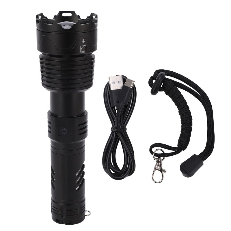 Telescopic LED Flashlight High Bright USB Rechargeable Zoomable Flashlights IPX4