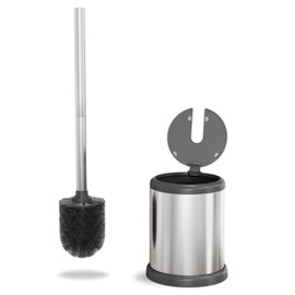 ToiletTree Products Toilet Brush with Lid - Sleek Toilet Bowl Brush and Holder - Toilet Scrubber Brush Set with Heavy-Weight Base - Lidded Toilet Bowl Cleaner Brush and Holder - Chrome