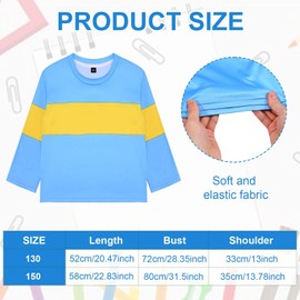 Kavoc 2 Pcs Blue Classic Storybook Character Costume Kids Include Blue and Yellow T Shirt Orange Short Wig for World Book Day Cosplay Party Dress up
