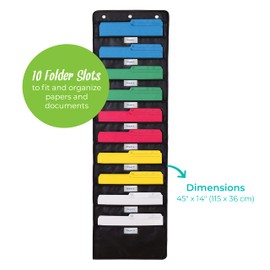 Walldeca Hanging Organiser System - Sorting System with 10 Large Compartments for DIN A4 Paper, Magazines, Books & Comics - Hanging Files - For the Office, School - 115 x 36 cm