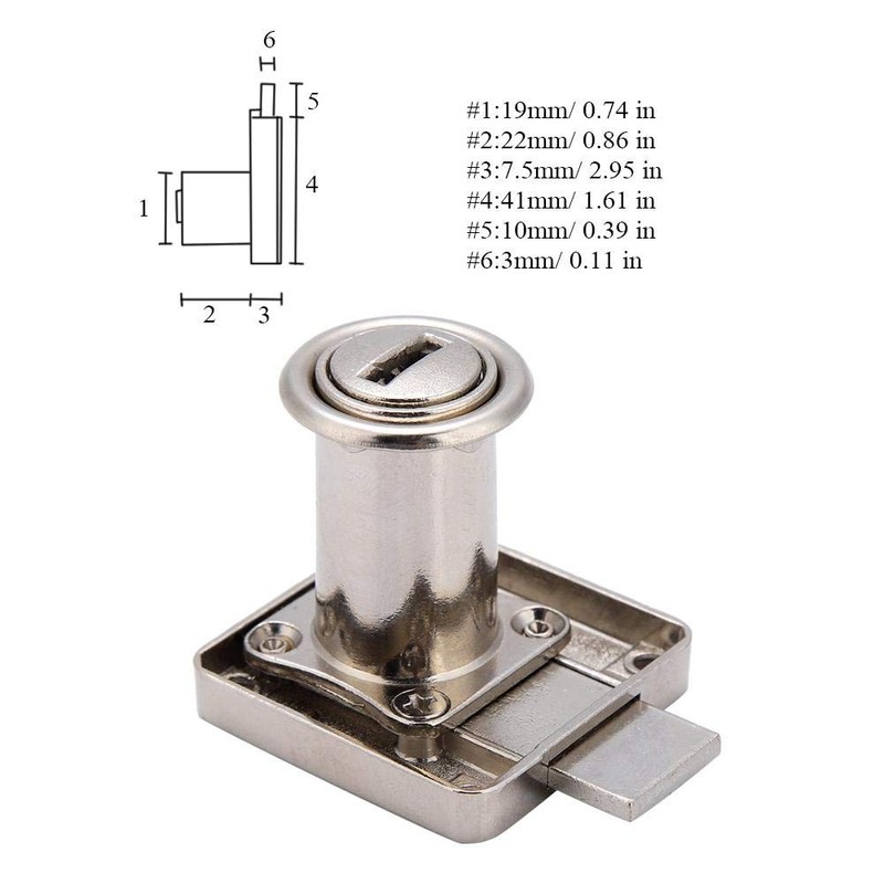 Zerodis Cylinder Cupboard Drawer Lock Zinc Alloy Cabinet Deadbolt Lock