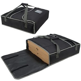 KISLANE Insulated Pizza Delivery Bag 20’’ x 20’’ x 6’’, Commercial Pizza Food delivery Bag for Catering Transportation, Doordash, Uber, Postmates, Instacart (Black)