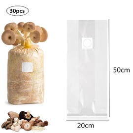 50 X20 X12cm Mushroom Grow Bags, Thick Mushroom Spawn Bags, Mushroom Bags, for Substrate Autoclavable for Filter Patch Bags with 0.2 Micron Filter for School Projects Hobby Farmers(30pcs)