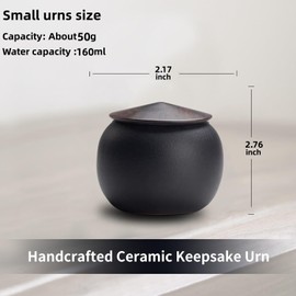 NS Online Black Small urns of 3 - Ceramic Decorative Keepsake Small Urns Set 3 Piece for Human Ashes Memorial - Honor Your Loved One Lost