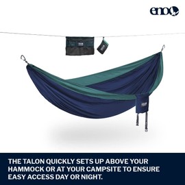 ENO Talon Hammock Organizer - Hanging Organizer for Camping & Backpacking Hammocks - Organizer Bag for Water Bottles, Travel Essentials, and Hiking Essentials - Marine/Seaglass