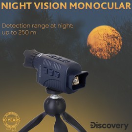 DISCOVERY Night ML10 Digital Night Vision Monocular with Tripod, LCD Screen, 13x Magnification, Photo and Video Recording Function, White