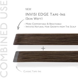 WENNALIFE Invisi Edge & Classic Tape in Hair Extensions Human Hair, 20 Inch 50g 20pcs(10pcs Invisi Edge & 10pcs Classic) Light Ash Brown Invisible Luxury Remy Hair Natural Seamless Injected Tape Ins