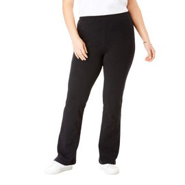 Woman Within Women's Plus Size Stretch Cotton Bootcut Yoga Pant - 3X, Black