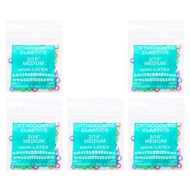 JMU Orthodontic Elastics 3/16 Medium 4.5oz, 500 pack Orthodontic Rubber Bands, Neon, Latex Free, Made in USA