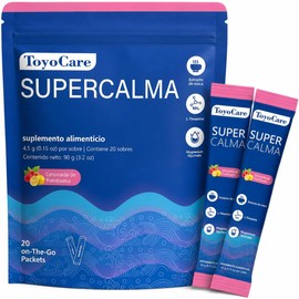 Polvo Sabor Frambuesa, Supercalm Suplemento Alimenticio Polvo sabor frambuesa en sobres individuales, fácil de mezclar con agua, 20 Sobres, 90g