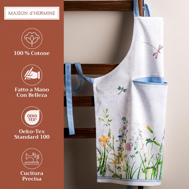 Maison d' Hermine Apron 100% Cotton 1 Piece Adjustable Neck