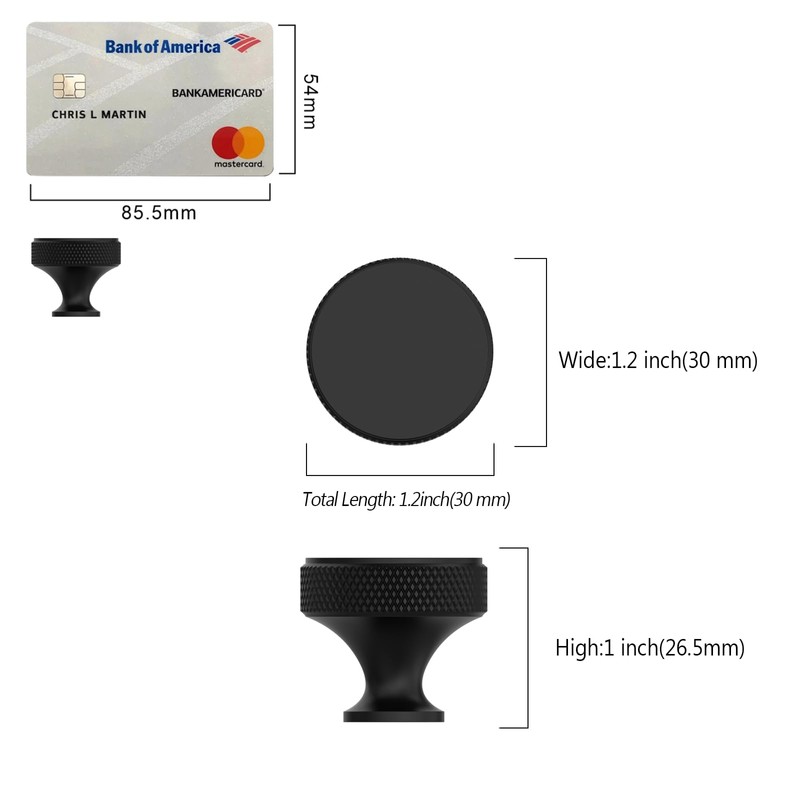 KNOKLOCK 10 Pack Matte Black Cabinet Knobs Single Hole Centers,Knurled