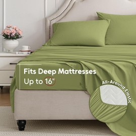 Swiftify King Size Sheets Set, 4 Pieces Hotel Luxury Soft Microfiber Bed Sheets Set, Up to 16" Deep Pockets, Oeko-Tex Sheets with Elastic, Breathable, Wrinkle Free (Sage Green, King)