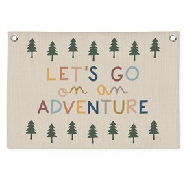 Camping Decor Banner,Lets Go on an Adventure Wall Art