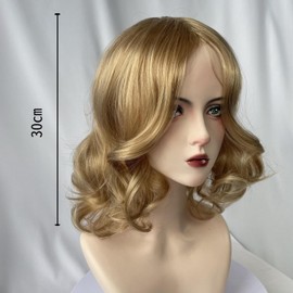 Lockige Perücke Gewellt Blond Perücke Damen Lockige Volle Haar Gewellt Hitzebeständig für Tägliche Karneval Fasching Cosplay Kostüm Party(Blond)
