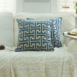 Set of 2 Nordic Fashion Monogram 45x45 Textured Modern European Home Decor Car Car Decorative Alphabet Sofa Back Cover Cushion Covers (Blue)