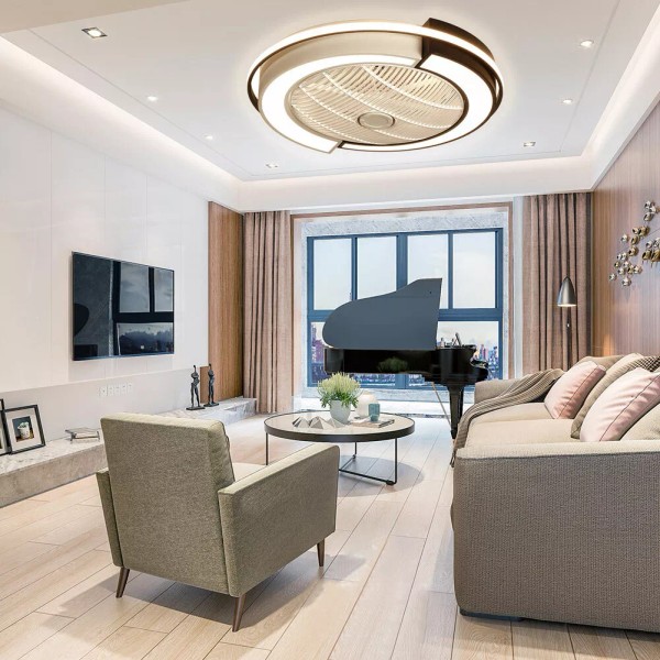 23 Inch Ceiling Fan Light Modern LED Remote Control Semi