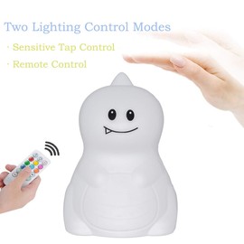 Tekemai Night Light, Bedside Lamp, Baby Nursery Lamp for Breastfeeding Safe, Break Resistant, Eye Caring, Adjustable Brightness & Color, Timing Function, Remote Control + Touch Control - Dinosaur