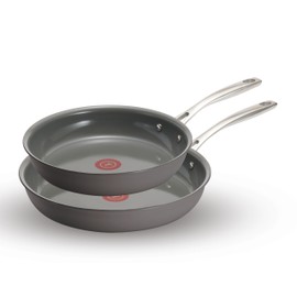 T-fal Ceramic Non-Stick Induction, 10.5 and 12 Inch 2 piece Frypan Set, Stone Grey