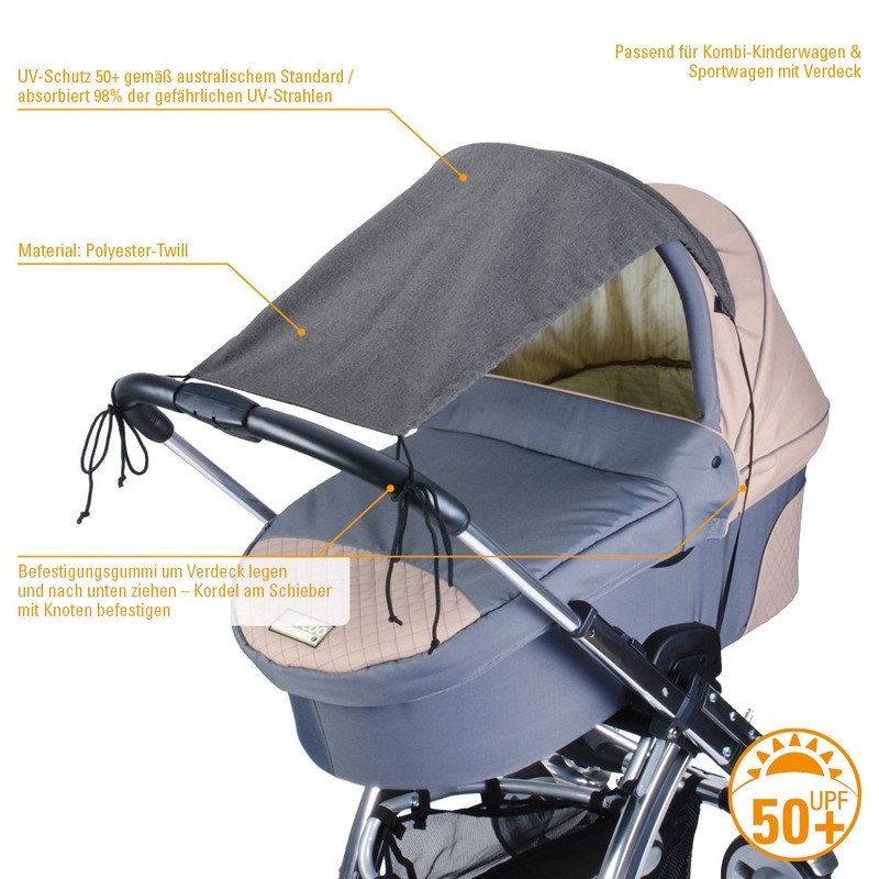 Diago Deluxe Awning for Prams, Grey