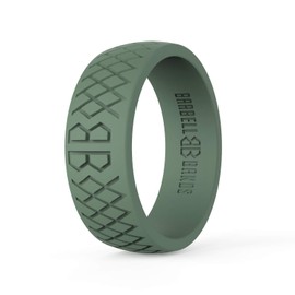 Barbell Bands Silicone Ring For Men | Premium Rubber Wedding Band | Perfect for Tactical Jobs, Weightlifting, Active Lifestyle (Tactical Green, 8)