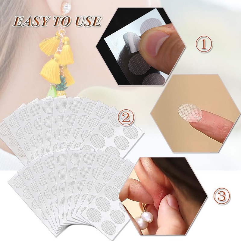 Earring Stickers for Split Earlobes, 200 Pcs Earring Support Patches