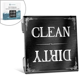 Dishwasher Sign Clean Dirty Signs Stainless Steel Interior Indicator - Easy to Read Indicators - Non-Scratch & Rustproof Clean Dirty Dishwasher Sign (Black)