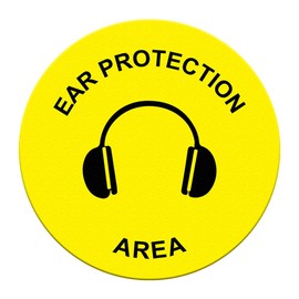 Ear Protection Floor Decals Area Yellow Anti-Slip Round Shape A Industrial & Craft Headphones Signs Stickers 24Inches Longer Side