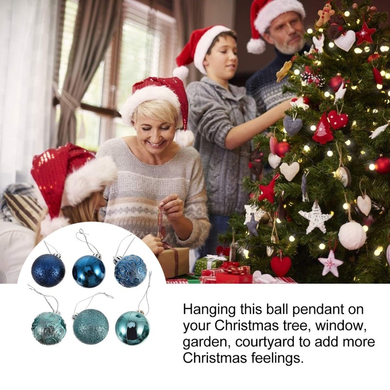 VORCOOL Ornaments, Balls, Christmas Tree Decoration, Blue + Green, Scandinavian