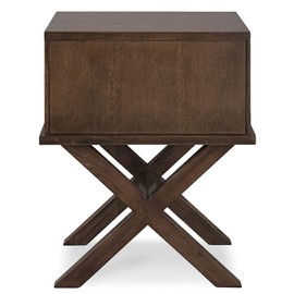 Leick 2 Drawer Diamond Mirrored Accent End Table in Walnut