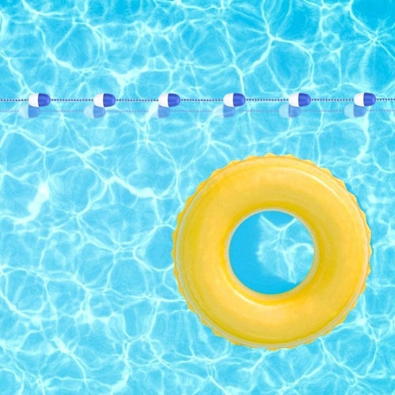 Swimming Pool Safety Float Line with Hooks Blue and White