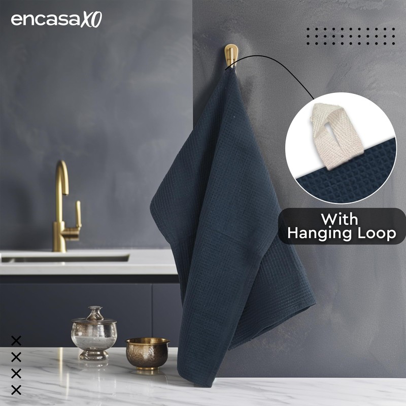 Encasa XO Kitchen Dish Towels Set | Navy Blue |