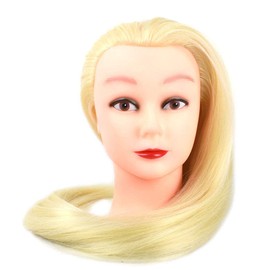 Mannequin Head Manikin Hairdresser Training Head Cosmetology Doll Head (FREE Table Clamp Stand & Hair Accessories) (32" Synthetic Hair, Light Blonde)