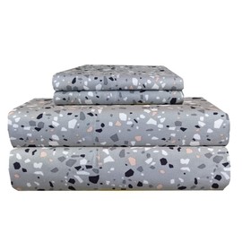 Thermee Micro Flannel King-Size Sheet Set, Machine Wash & Dry, No Pilling, 18" Deep Pocket with 2 King Pillowcases, Mosaic