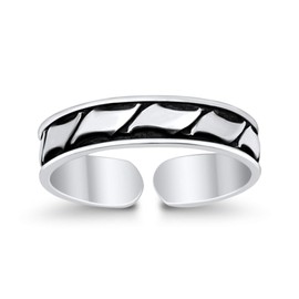 Blue Apple Co. 925 Sterling Silver Bali Design Toe Ring Adjustable Band for Women