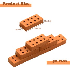 INBOLM 50 Pcs Mini Bricks 8 Hole Building Bricks Small World Toys, Bricks Bricks,Bricks for Garden Model Village for DIY Dollhouse Garden Ornament Home Decor