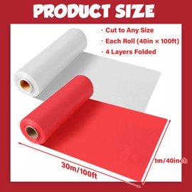 2 Roll 40in x 100ft Circus Carnival Decorations Disposable DIY Carnival Tablecloth Roll Circus Party Supplies for Clown Party Big Top Tent Cover Curtain Ceiling Wall Drapes Backdrop (Red White)
