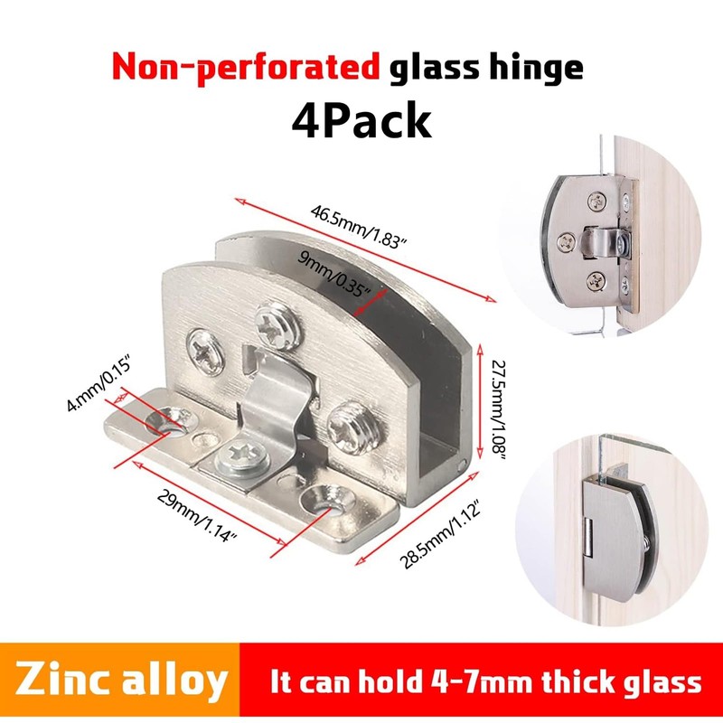 4 Pcs Glass Doors Hinge Cupboard Showcase Wine Cabinet Clamp