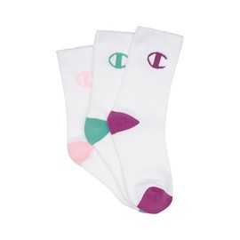 Champion Kids Sports C Logo Crew Socks, Pink Matter/Finnigan/Bruised Berry (3 Pack), Large